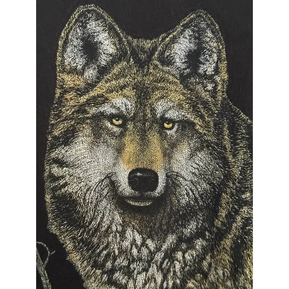 Vintage LSJ Sportswear Shirt Youth‎ Sz L Wolf 90's Rib Mountain Wisconsin USA